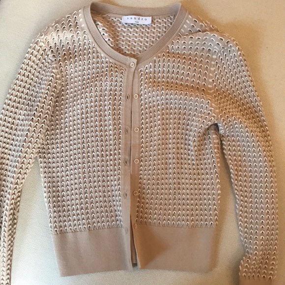 Sandro Nude and White cutout sweater - Picture 1 of 5